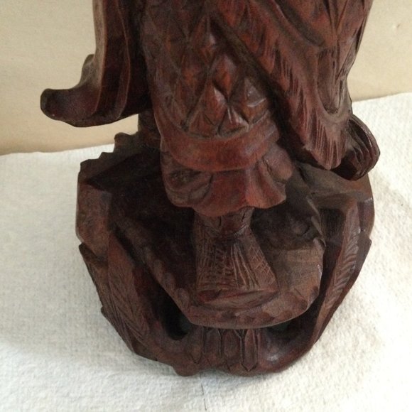 Chinese Hard Wood Carved Guan Gong Yu Warrior Statue Figurine decoration 12" tal - Picture 7 of 14